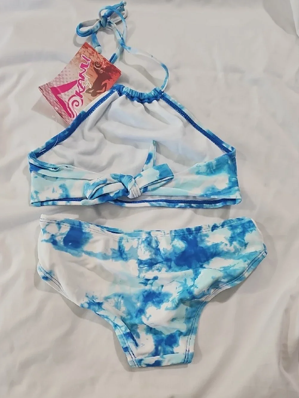 Kanu Surf Kids Swim Two-Piece Bikini Blue White Tie-Dye